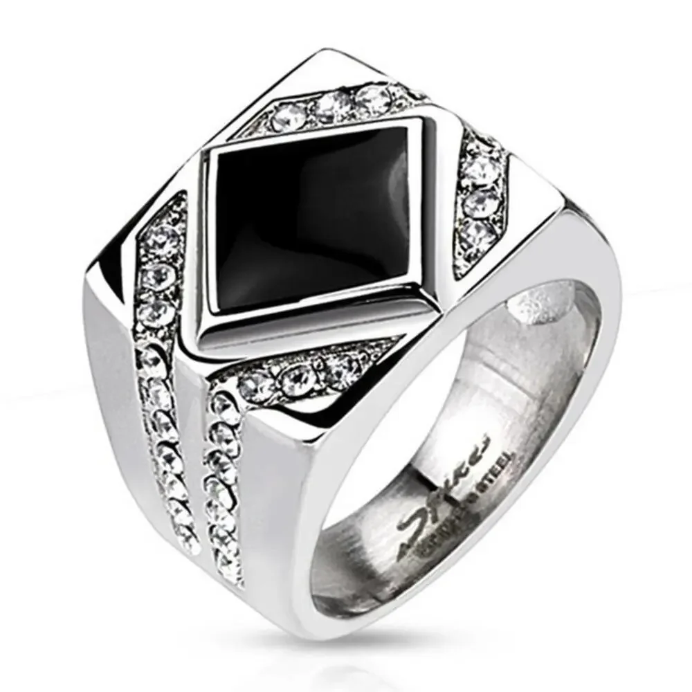 New stainless steel ring with CZs size 13